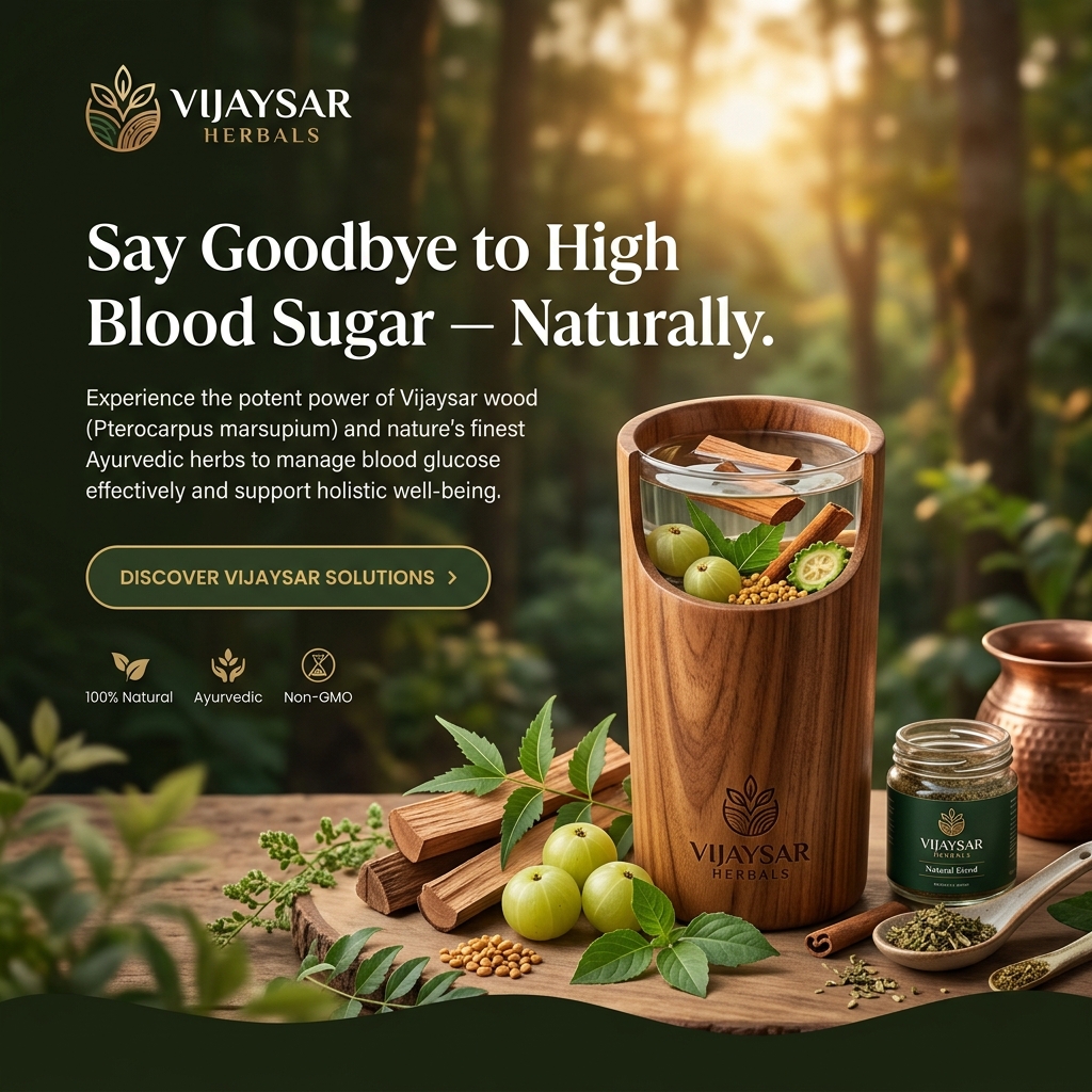 Vijaysar Wooden Water Glass — 100% Ayurvedic Sugar Balance