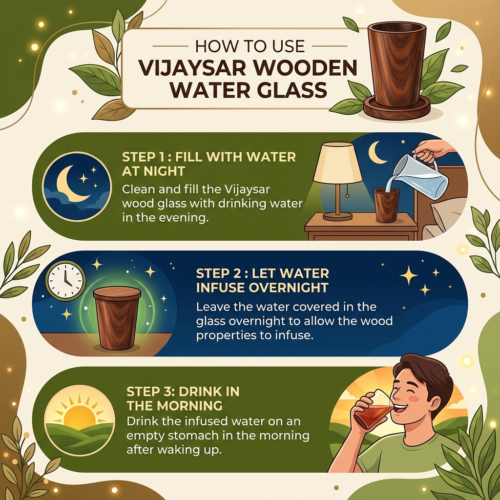 How to use Vijaysar Wooden Water Glass